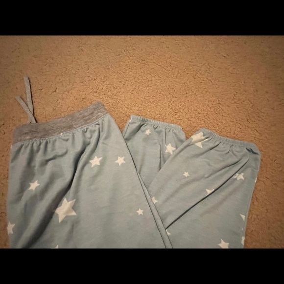 Splendid Lounge Jogger Pajama Pants Stars Light Blue/Gray Cuffed Drawstring Size - Picture 3 of 7